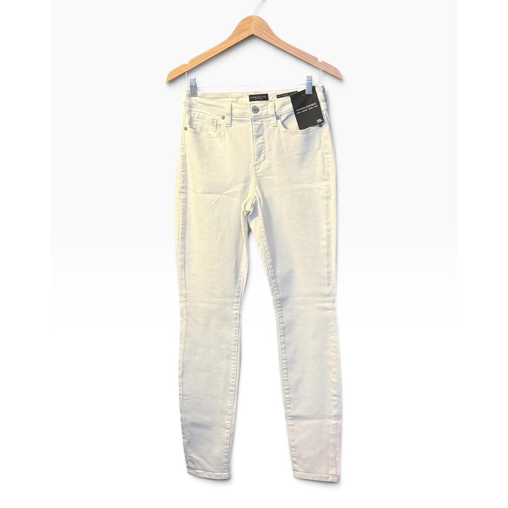Banana Republic Curvy Skinny Ankle Jeans Womens 28L White Mid Rise Premium Denim